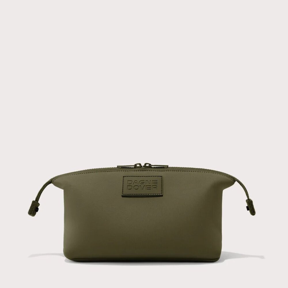 Dagne Dover Hunter Neoprene Toiletry Bag in Dark Moss, Large - Picture 6 of 10